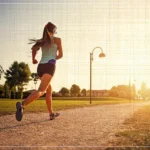 공복 유산소운동을 위해 아침에 걷고 있는 여성