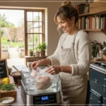 슬로우 푸드 레시피 중의 하나인 저온 수비드 치킨을 만들고 있는 30대 주부