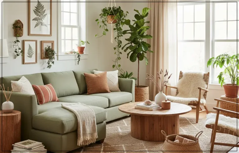 자연친화 인테리어로 꾸며진 거실