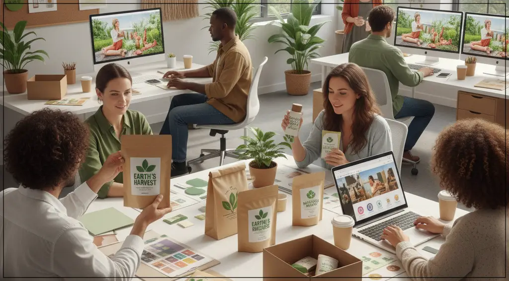 환경 생각하는 웰빙 트렌드에 맞춰 친환경 포장, 재활용 소재 제품을 사용하는 친환경 기업 마케팅 부서